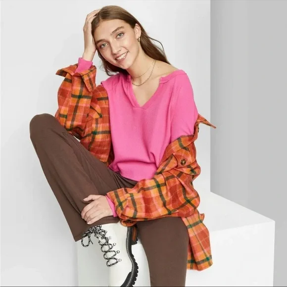 wild fable Tops Target Wild Fable Waffle Notch Neck Long